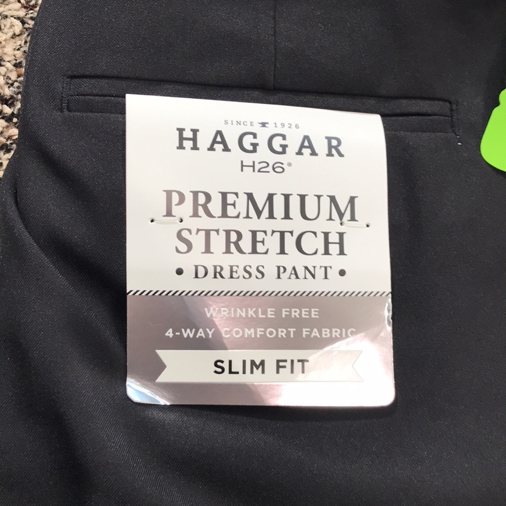 Haggar Black Slim Fit Pants Mens Size 32x30 | NWT - Picture 2 of 5